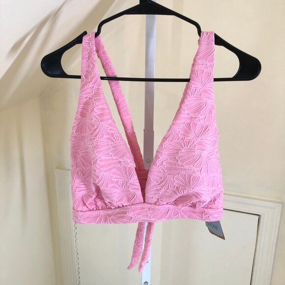 Shade & Shore NWT Women's Pink Jacquard Bikini Top Size 1X - Picture 2 of 8